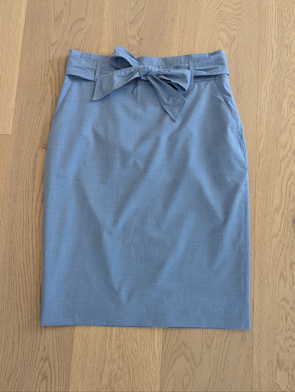 Ann Taylor Slate Blue Pencil Skirt with Waist Tie
